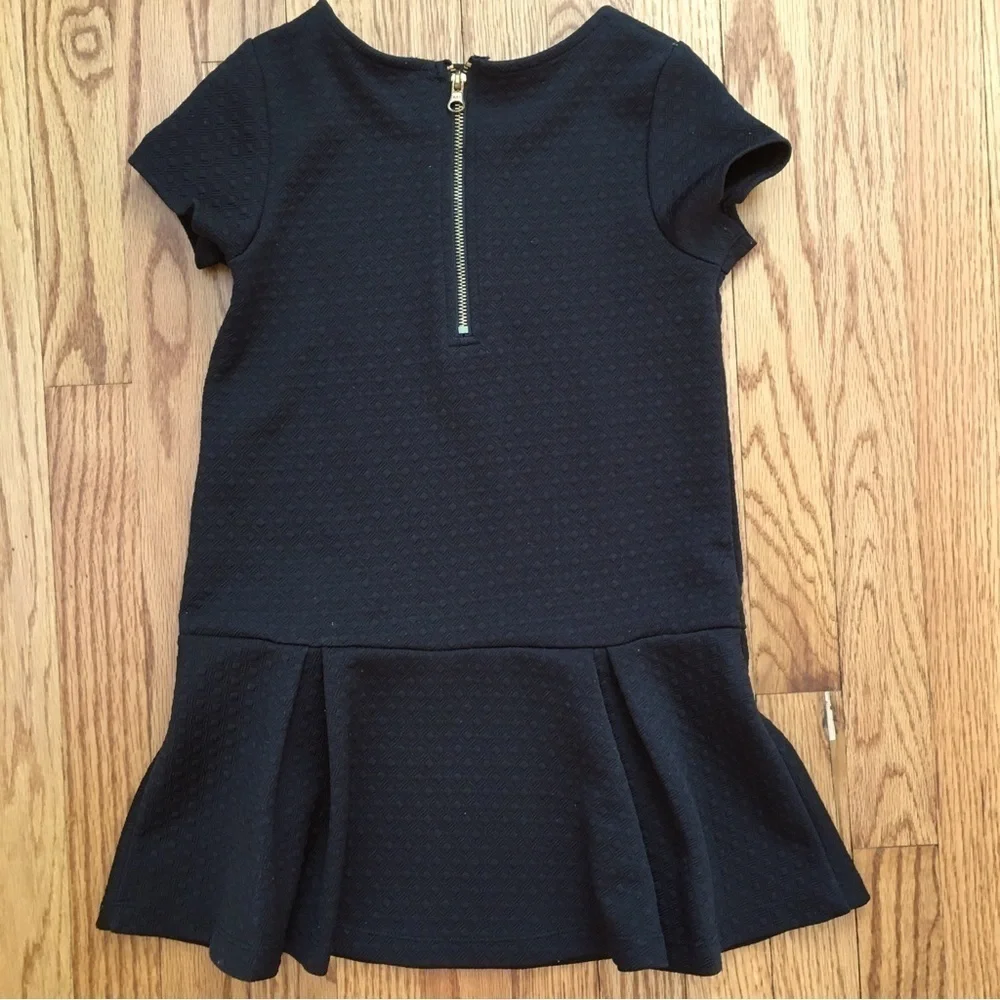 Genuine Kids Oshkosh Little Girls Black Ruffle Hem Short Sleeve Dress